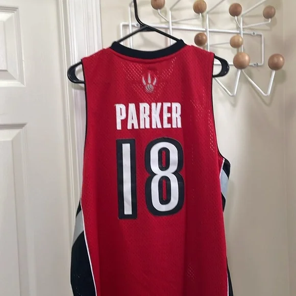 Raptors - NBA Basketball Adidas Jersey - Parker 18 - Red- Large +2 Length - Picture 9 of 16